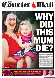 Courier Mail (Australia) Newspaper Front Page for 10 September 2012