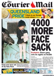 Courier Mail (Australia) Newspaper Front Page for 13 August 2012