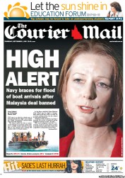 Courier Mail (Australia) Newspaper Front Page for 1 September 2011