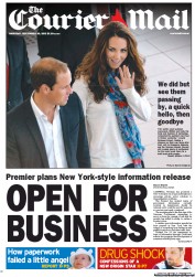 Courier Mail (Australia) Newspaper Front Page for 20 September 2012