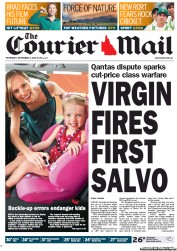 Courier Mail (Australia) Newspaper Front Page for 3 November 2011