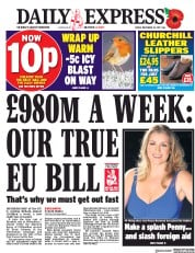 Daily Express (UK) Newspaper Front Page for 10 November 2017
