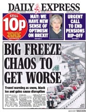 Daily Express (UK) Newspaper Front Page for 11 December 2017
