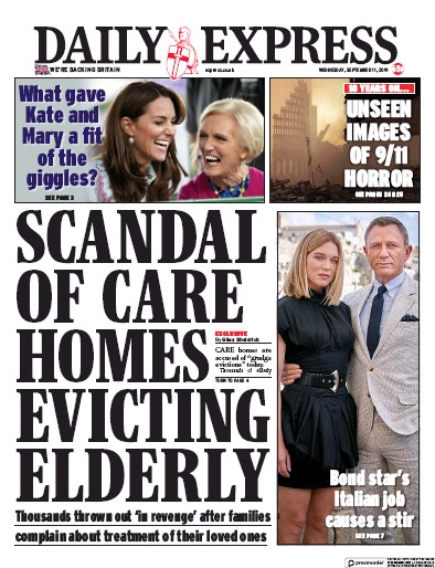 Daily Express Newspaper Front Page (UK) for 11 September 2019