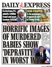 Daily Express (UK) Newspaper Front Page for 13 October 2023