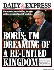 Daily Express (UK) Newspaper Front Page for 14 December 2019