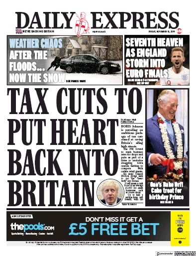 Daily Express Newspaper Front Page (UK) for 15 November 2019