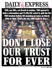 Daily Express (UK) Newspaper Front Page for 15 January 2019