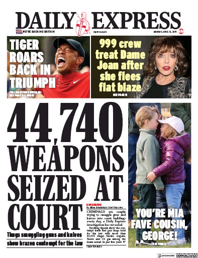 Daily Express Newspaper Front Page (UK) for 15 April 2019