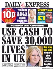 Daily Express (UK) Newspaper Front Page for 16 November 2017