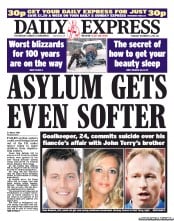 Daily Express Newspaper Front Page (UK) for 16 December 2010
