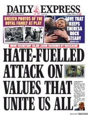 Daily Express (UK) Newspaper Front Page for 16 March 2019
