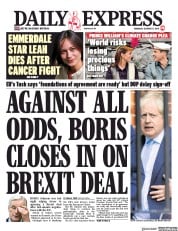 Daily Express (UK) Newspaper Front Page for 17 October 2019
