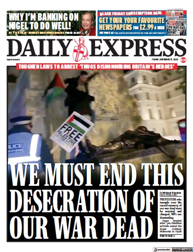 Daily Express Newspaper Front Page (UK) for 17 November 2023