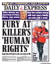 Daily Express Newspaper Front Page (UK) for 17 December 2010