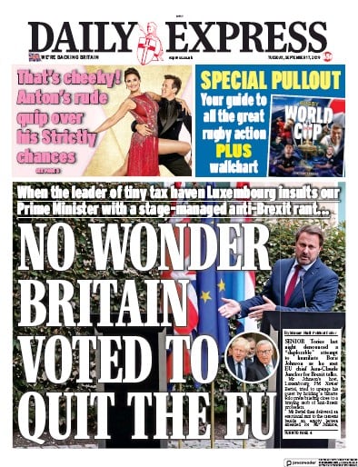 Daily Express Newspaper Front Page (UK) for 17 September 2019