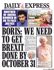 Daily Express (UK) Newspaper Front Page for 18 July 2019