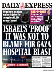 Daily Express (UK) Newspaper Front Page for 19 October 2023