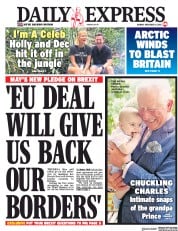 Daily Express (UK) Newspaper Front Page for 19 November 2018