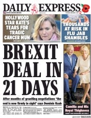 Daily Express (UK) Newspaper Front Page for 1 November 2018