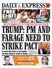 Daily Express (UK) Newspaper Front Page for 1 November 2019
