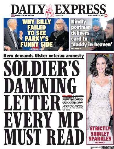 Daily Express Newspaper Front Page (UK) for 1 December 2018