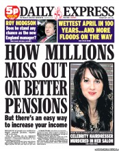 Daily Express Newspaper Front Page (UK) for 1 May 2012