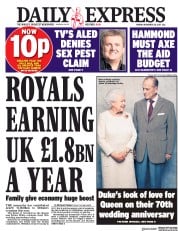 Daily Express (UK) Newspaper Front Page for 20 November 2017