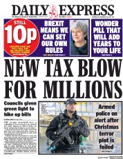 Daily Express (UK) Newspaper Front Page for 20 December 2017