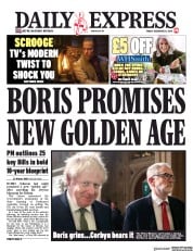 Daily Express (UK) Newspaper Front Page for 20 December 2019