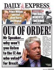 Daily Express (UK) Newspaper Front Page for 22 October 2019