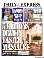 Daily Express (UK) Newspaper Front Page for 22 April 2019