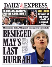 Daily Express (UK) Newspaper Front Page for 22 May 2019