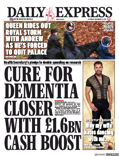 Daily Express Newspaper Front Page (UK) for 23 November 2019