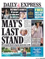Daily Express (UK) Newspaper Front Page for 23 March 2019