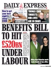 Daily Express (UK) Newspaper Front Page for 23 September 2019