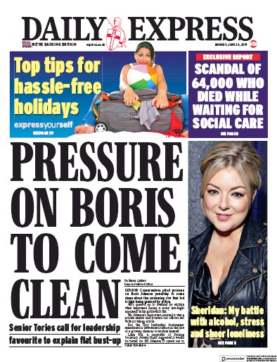 Daily Express Newspaper Front Page (UK) for 24 June 2019