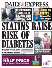 Daily Express (UK) Newspaper Front Page for 25 October 2018