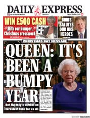 Daily Express (UK) Newspaper Front Page for 25 December 2019