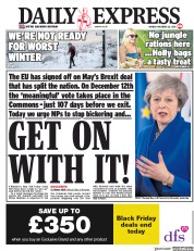 Daily Express (UK) Newspaper Front Page for 26 November 2018