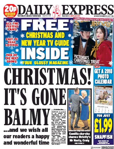 Daily Express Newspaper Front Page (UK) for 26 December 2017