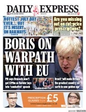Daily Express (UK) Newspaper Front Page for 26 July 2019