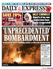 Daily Express (UK) Newspaper Front Page for 28 October 2023
