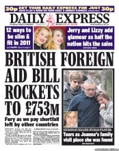 Daily Express (UK) Newspaper Front Page for 28 December 2010