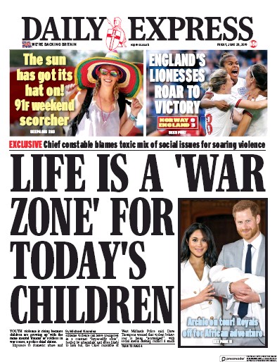 Daily Express Newspaper Front Page (UK) for 28 June 2019