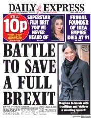 Daily Express (UK) Newspaper Front Page for 29 January 2018