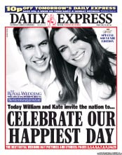 Daily Express (UK) Newspaper Front Page for 29 April 2011
