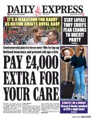 Daily Express (UK) Newspaper Front Page for 29 April 2019