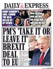 Daily Express (UK) Newspaper Front Page for 2 October 2019