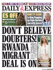 Daily Express front page for 2 December 2023